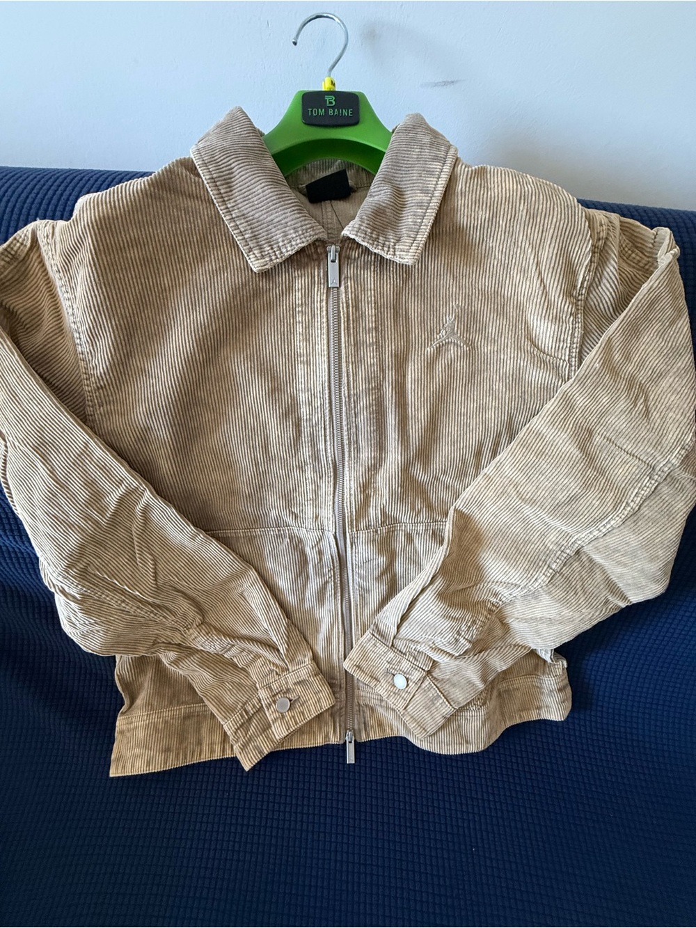 Jordan Men's Corduroy Accessory in Tan with Silver Jumpman Zipper - Picture 4 of 7
